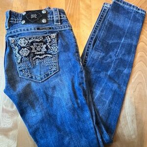 Signature Miss me  Blue Women's Skinny Jeans with Embroidery